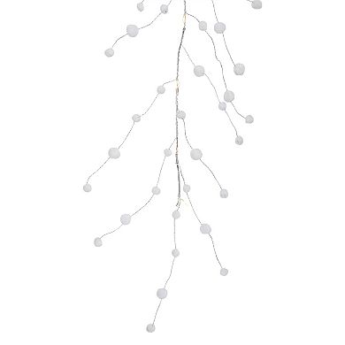 10 B/O LED Warm White Pom Pom Garland Christmas Lights - 3.25' Clear Wire