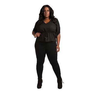 Poetic Justice Plus Size Curvy Women's Chiffon Drawstring Pullover Top