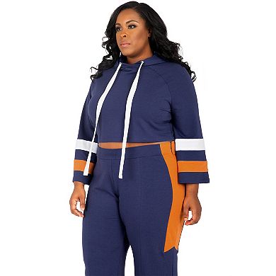 Poetic Justice Plus Size Curvy Women's Flare Sleeve Cropped Hoodie