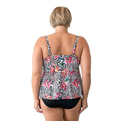 Plus Size Del Raya Lace-Up Bandeau Mesh Tankini Top