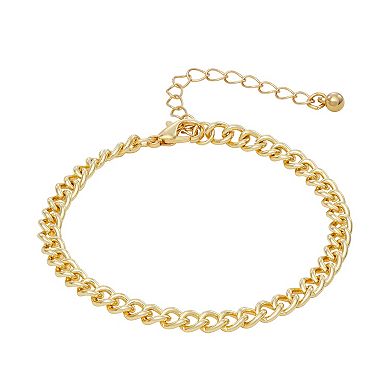 SO® Gold Tone Crystal & Simulated Pearl 4-Piece Charm Chain Bracelet Set