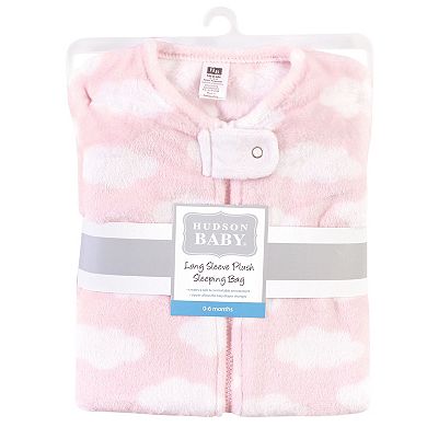 Hudson Baby Infant Girl Plush Sleeping Bag, Sack, Blanket, Pink Clouds