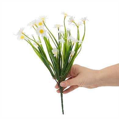 White Artificial Flowers for Cemetery with 2 Cone Vases, Small Bouquets for Grave Decorations (8.6 x 13 Inches, 6 Bundles)