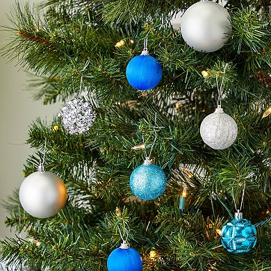 35 Pack Shatterproof Mini Ball Ornaments for Small Christmas Tree, Crafts (5 Designs, 1.8 In)