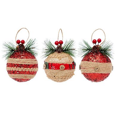 6 Pack Rustic Christmas Ornaments, Xmas Tree Decorations For Holiday Home Décor
