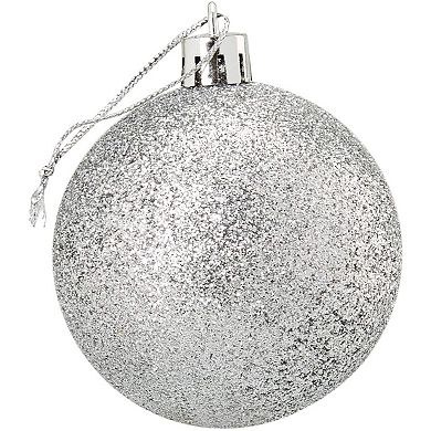 Mini Glitter, Mirror Shatterproof Christmas Tree Ball Ornaments (Teal, Silver, 1.5 in, 48 Pack)