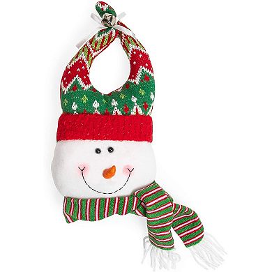 Christmas Door Hangers, Plush Snowman and Santa Claus Holiday Decorations (2 Pieces)