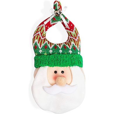 Christmas Door Hangers, Plush Snowman and Santa Claus Holiday Decorations (2 Pieces)