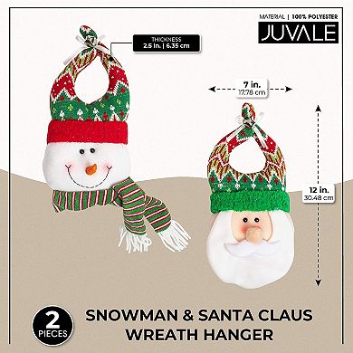 Christmas Door Hangers, Plush Snowman and Santa Claus Holiday Decorations (2 Pieces)