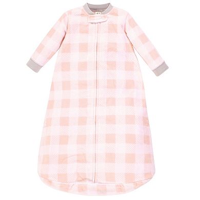 Hudson Baby Infant Girl Long-Sleeve Fleece Sleeping Bag, Gray Pink Snowflake, 0-9 Months