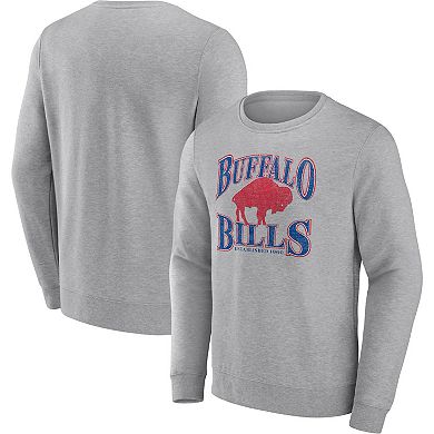 Men's Fanatics Branded Heathered Charcoal Buffalo Bills Playability Pullover Sweatshirt