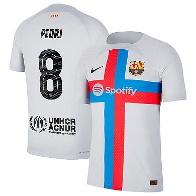 Men's Nike Pedri Gray Barcelona 2022/23 Third Vapor Match Authentic Player Jersey