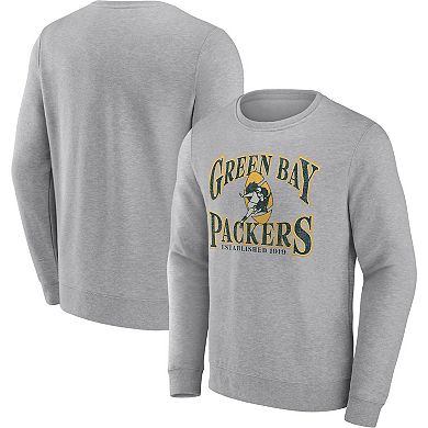 Men's Fanatics Branded Heathered Charcoal Green Bay Packers Playability Pullover Sweatshirt
