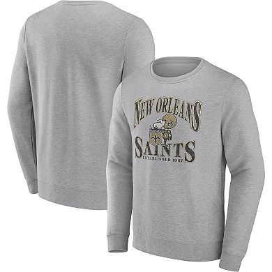Men's Fanatics Branded Heathered Charcoal New Orleans Saints Playability Pullover Sweatshirt