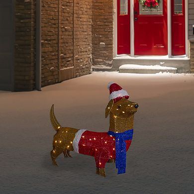 26" LED Lighted Dachshund Dog Outdoor Christmas Decoration