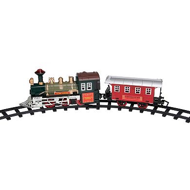 8-Piece Battery Operated Red and Green Animated Classic Train Set with Sound