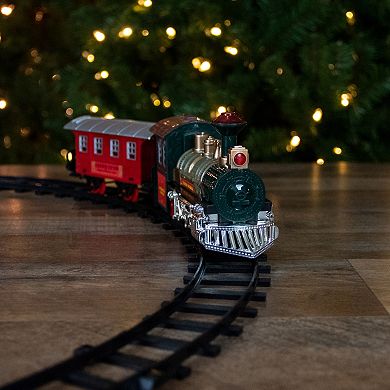 8-Piece Battery Operated Red and Green Animated Classic Train Set with Sound