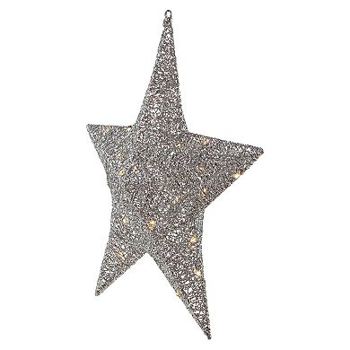 18" LED Lighted Silver Hanging Star Outdoor Christmas Decoration