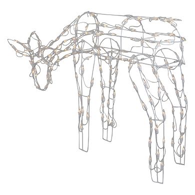 42-Inch Lighted White Feeding Reindeer Outdoor Christmas Decoration