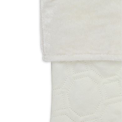 18" Cream White Quilted Christmas Stocking with a Velvet Cuff