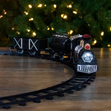 9-Piece Battery Operated Black and Silver Lighted & Animated Classic Train Set with Sound