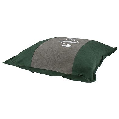 18" Green and Brown Suede "Noel" Christmas Throw Pillow