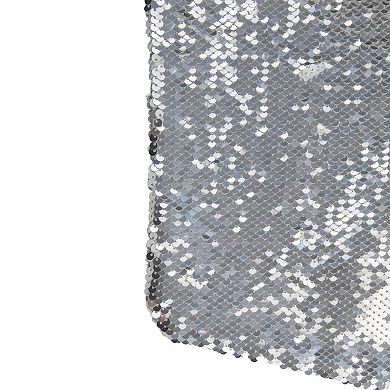 19" White and Silver Sequin Christmas Stocking With White Faux Fur Cuff