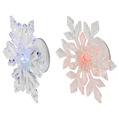 Set of 2 LED Lighted Icy Crystal Snowflake Christmas Window Decorations 5.5"
