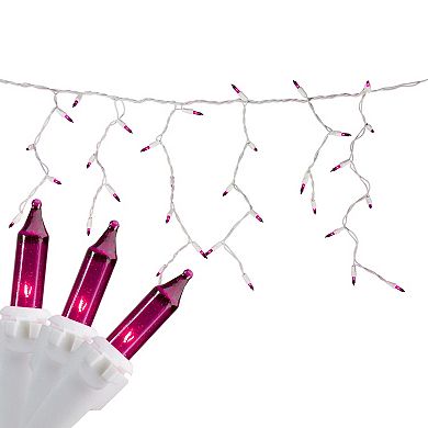 100 Count Purple Mini Icicle Christmas Lights - 3.5 ft White Wire