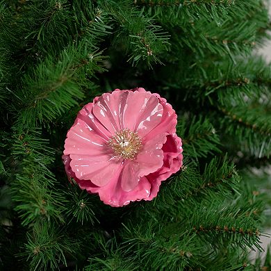 4.75" Pink Shiny Poppy Christmas Clip Ornament