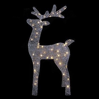 39.5" LED Lighted Silver Glitter Reindeer Outdoor Christmas Decoration