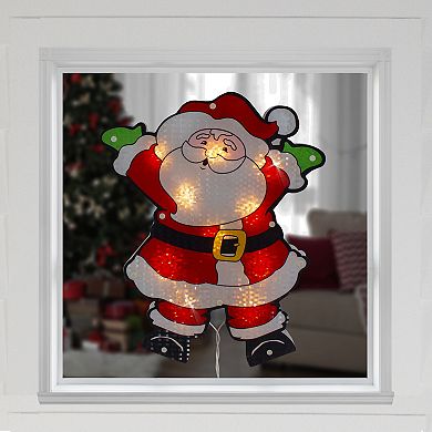 16.25" Lighted Holographic Santa Claus Christmas Window Silhouette