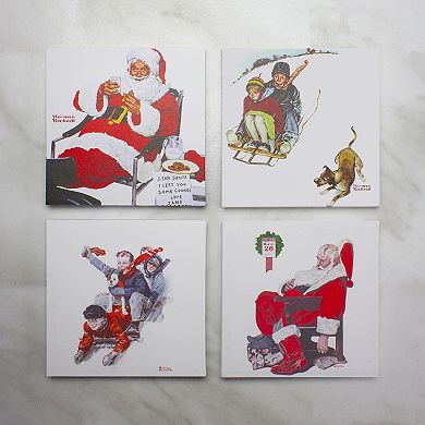 Set of 4 Norman Rockwell Classic Christmas Scene Canvas Prints