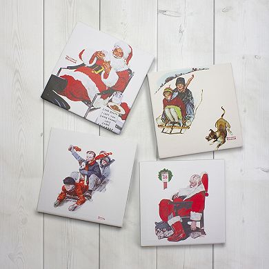 Set of 4 Norman Rockwell Classic Christmas Scene Canvas Prints