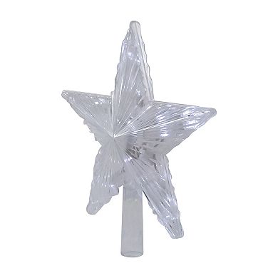 8.5" LED Lighted Clear 5 Point Star Christmas Tree Topper  White Lights