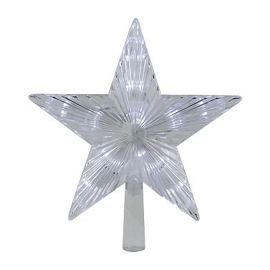 8.5" LED Lighted Clear 5 Point Star Christmas Tree Topper  White Lights