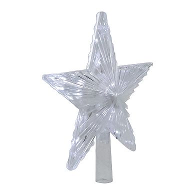 8.5" LED Lighted Clear 5 Point Star Christmas Tree Topper  White Lights