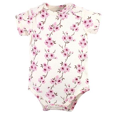 Touched by Nature Baby Girl Organic Cotton Bodysuits 5pk, Cherry Blossom