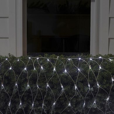 2' x 8' Pure White LED Wide Angle Net Style Column Wrap Christmas Lights  White Wire