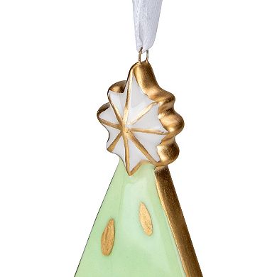 4.5" Green and Gold Christmas Tree Hanging Ornament