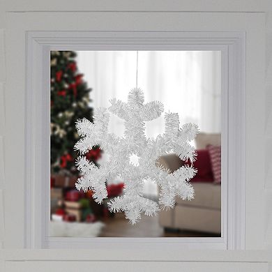 13.5" Tinsel Snowflake Christmas Window Decoration
