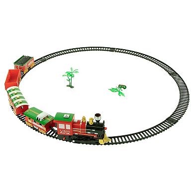 21pc Red Battery Operated Lighted and Animated Classic Train Set