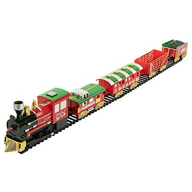 21pc Red Battery Operated Lighted and Animated Classic Train Set
