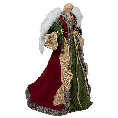 18" Green and Brown Angel in a Dress Christmas Tree Topper - Unlit