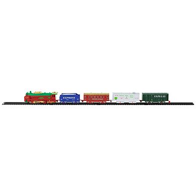 21 Pc Green and Red Battery Operated Lighted and Animated Classic Train Set
