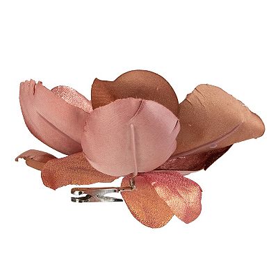 7" Coral Pink Artificial Fabric Magnolia Christmas Clip Ornament