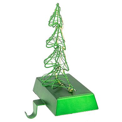 8" LED Lighted Green Wired Christmas Tree Stocking Holder