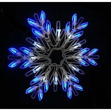 16" LED Lighted Pure White and Blue Snowflake Christmas Window Silhouette Decoration
