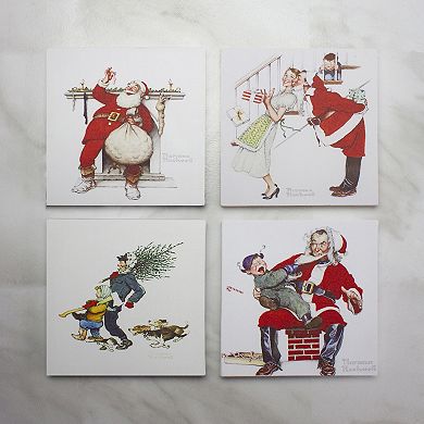 Set of 4 Classic Norman Rockwell Christmas Scene Canvas Prints
