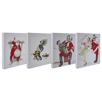 Set of 4 Classic Norman Rockwell Christmas Scene Canvas Prints